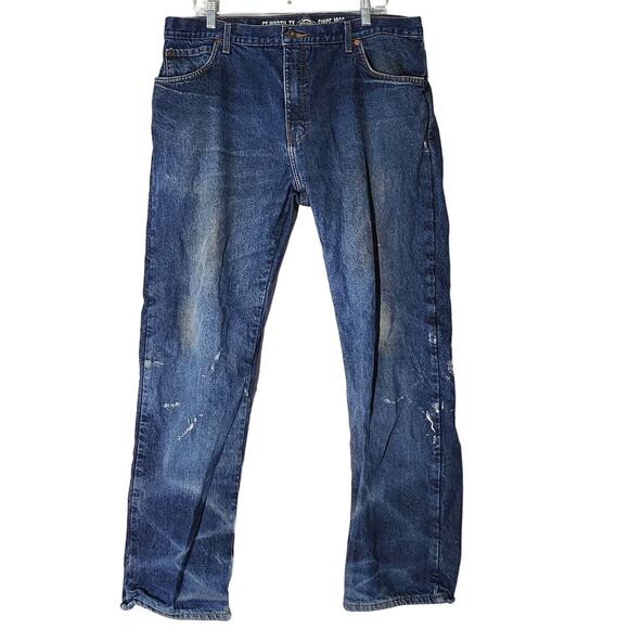 Dickies‎ Jeans Flannel Lined Blue Collar Trashed Mens 36x32 Destroyed - Picture 1 of 10